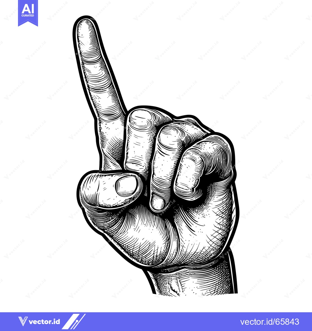 Premium Vector of A Black and White Illustration of a Hand Pointing Upwards