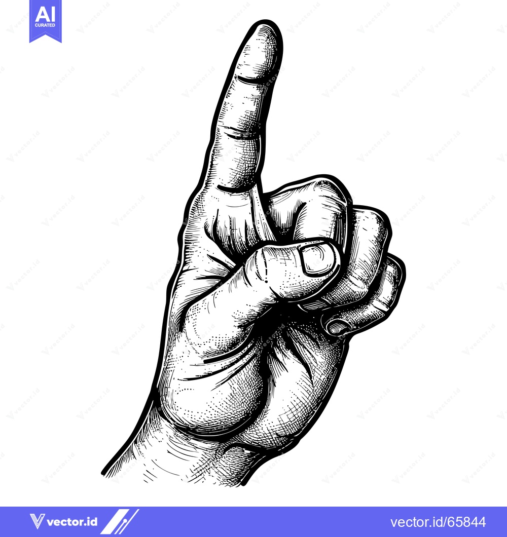 Premium Vector dari Black and White Sketch of a Hand Pointing Upwards
