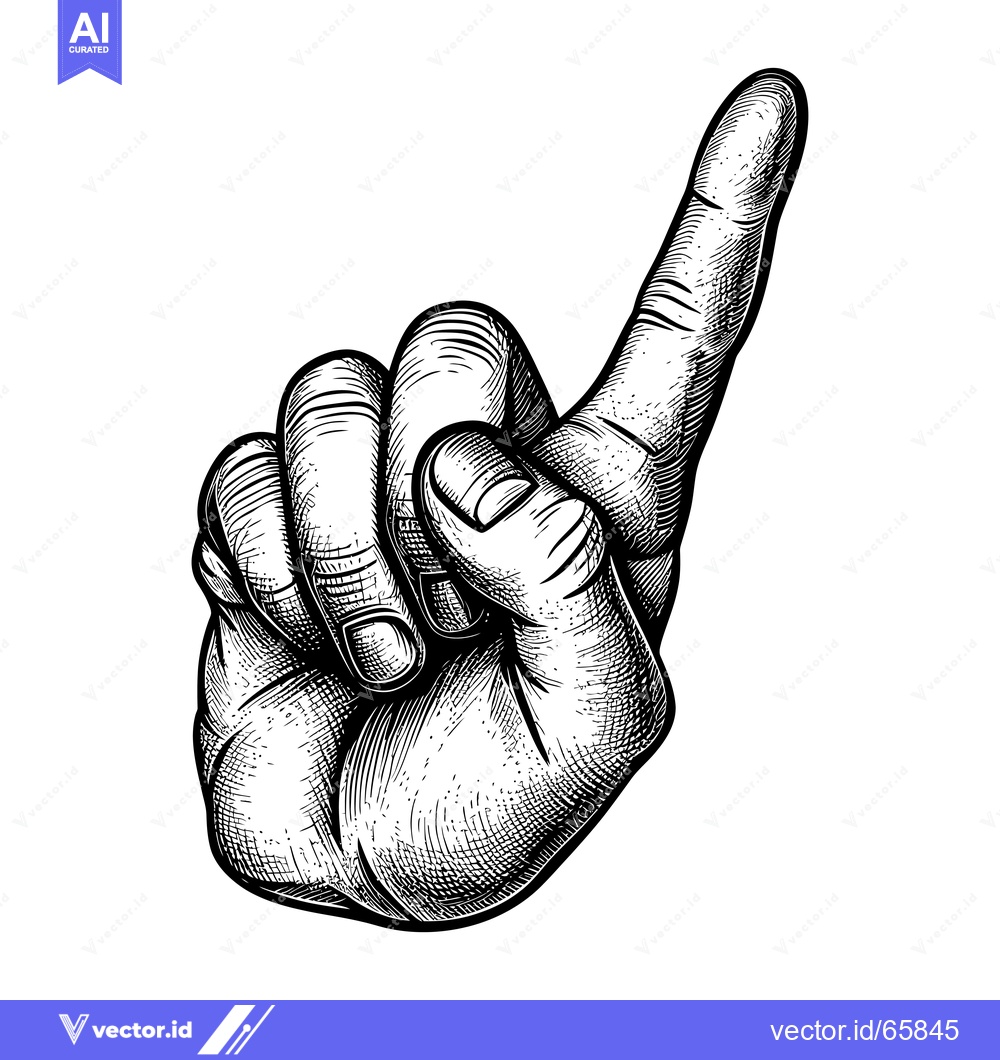 Premium Vector dari Black and White Engraving of a Hand Pointing Upwards