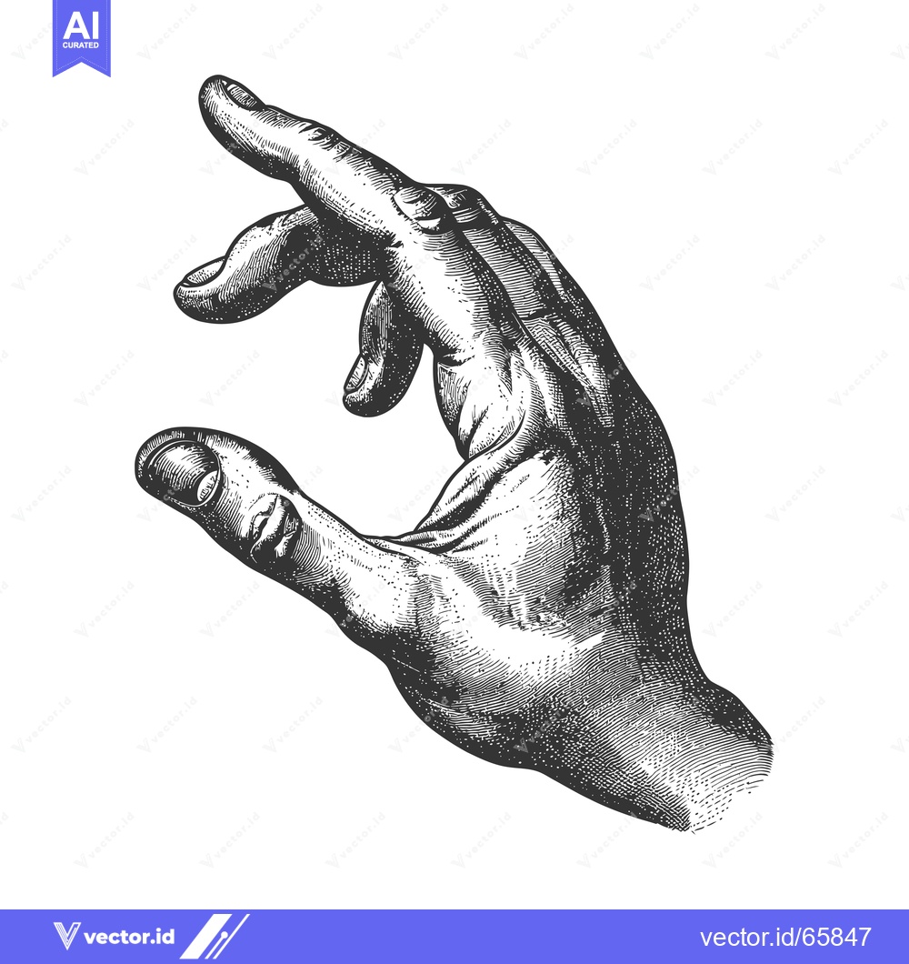 Premium Vector dari Hand with Extended Index Finger in Detailed Engraving Style