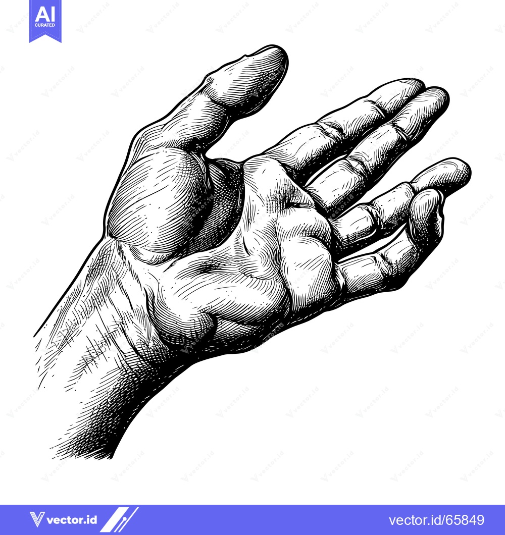 Premium Vector of Detailed Line Drawing of an Open Hand Reaching Outward