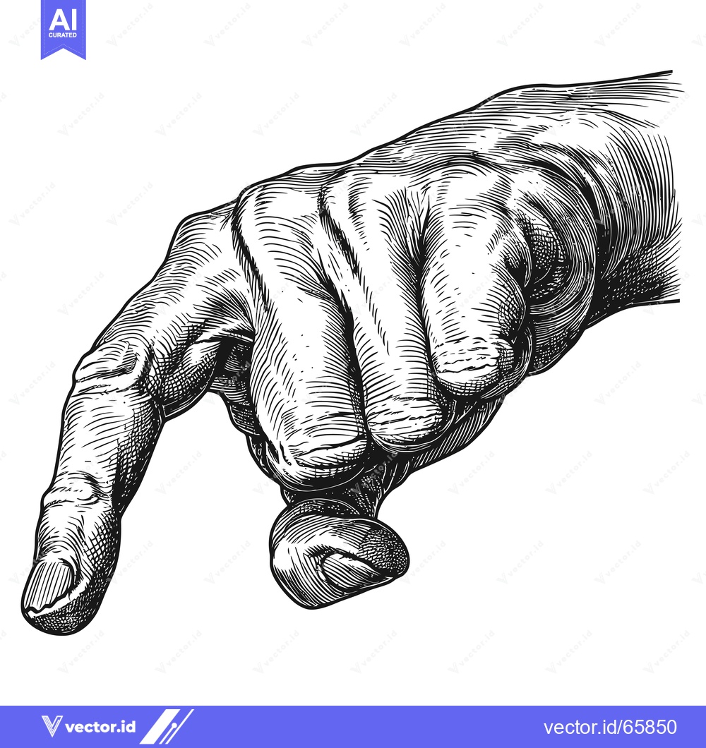 Premium Vector dari Hand with extended index finger pointing downwards in black and white