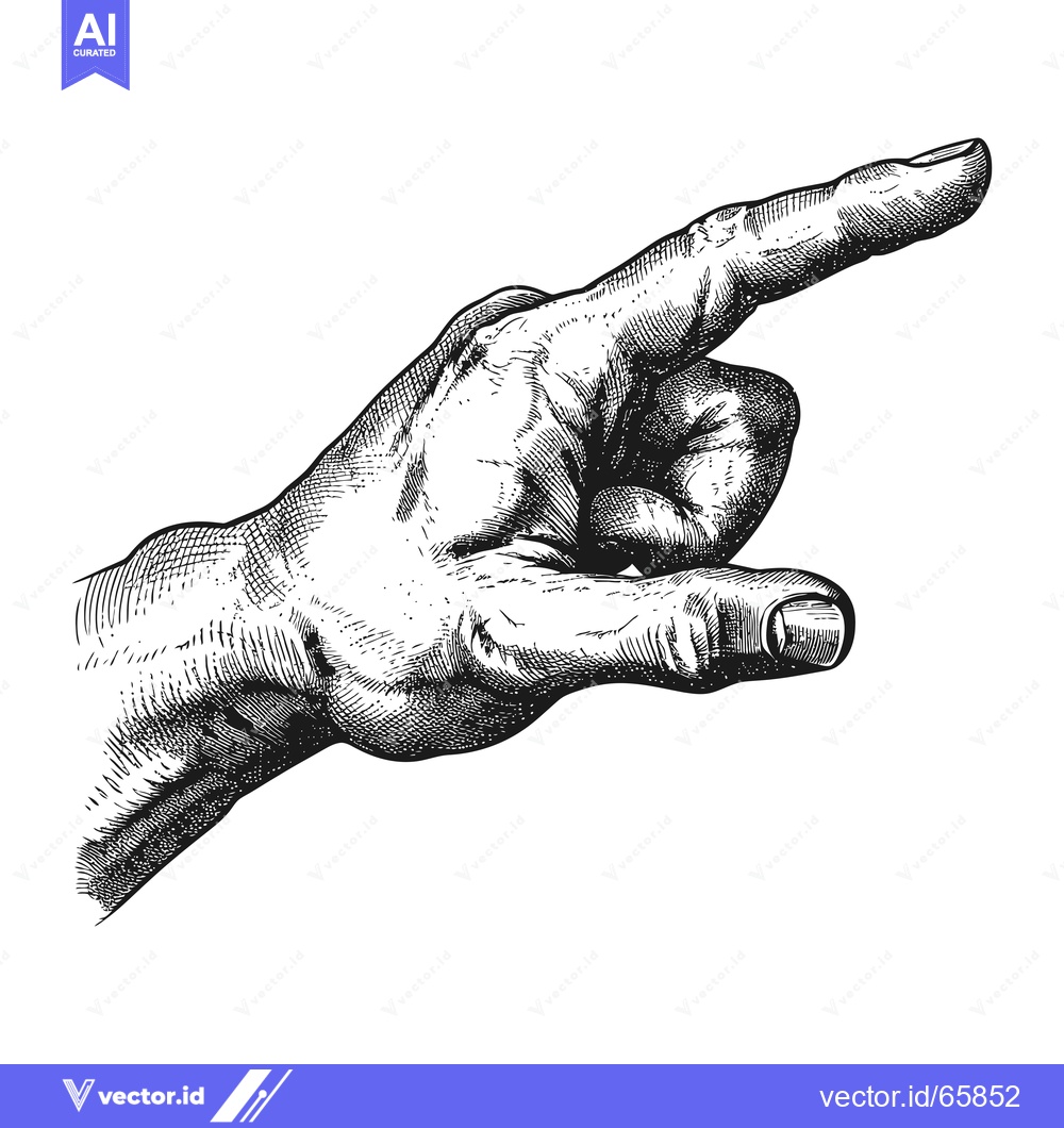 Premium Vector of A Detailed Engraving of a Human Hand Pointing to the Right