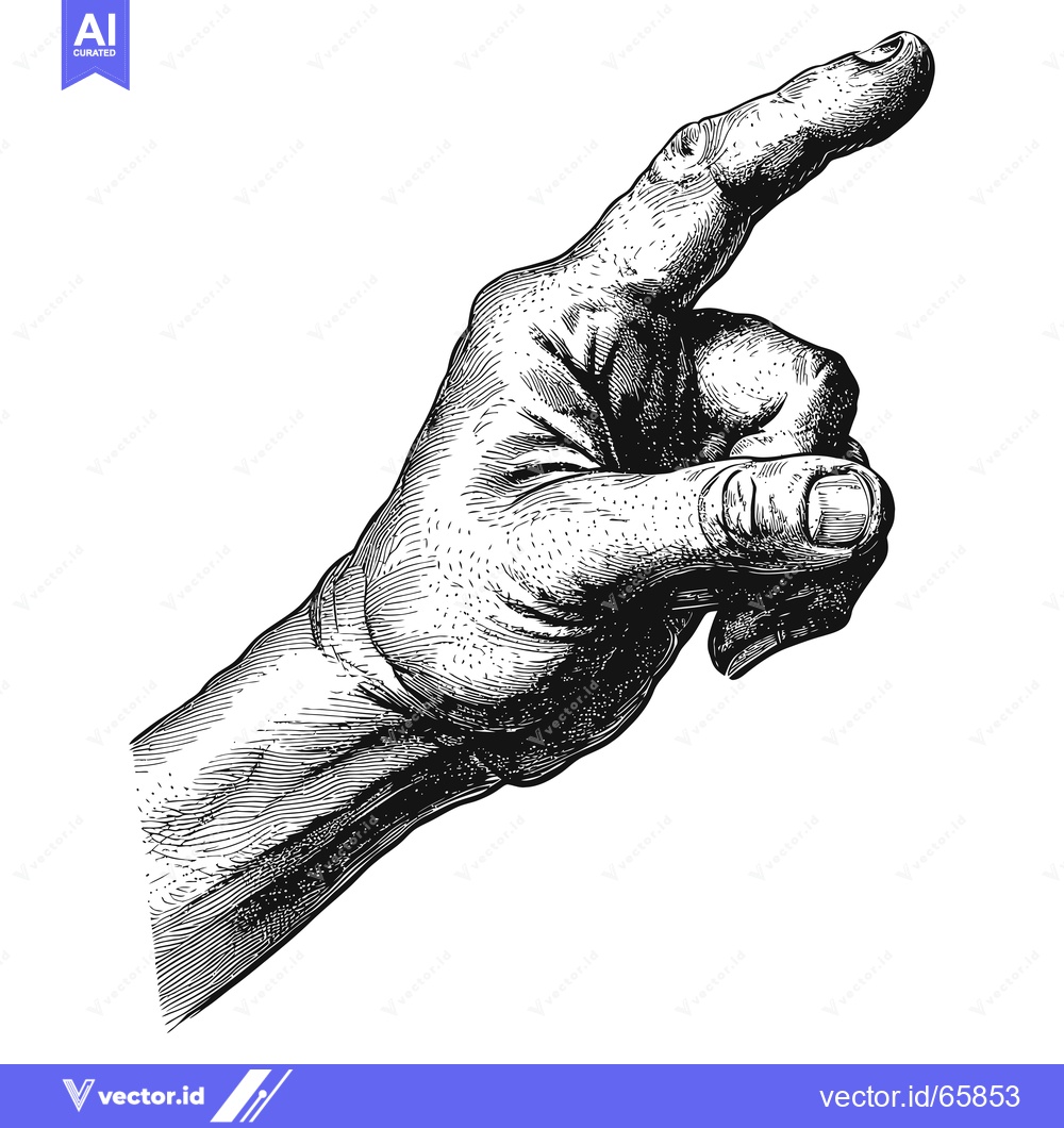 Premium Vector of Hand Engraving with Index Finger Pointing Upwards