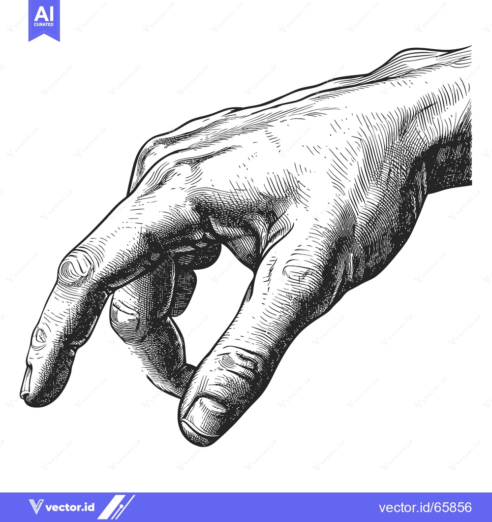 Premium Vector dari Detailed Hand Reaching Out with Fingers Extended and Palm Up