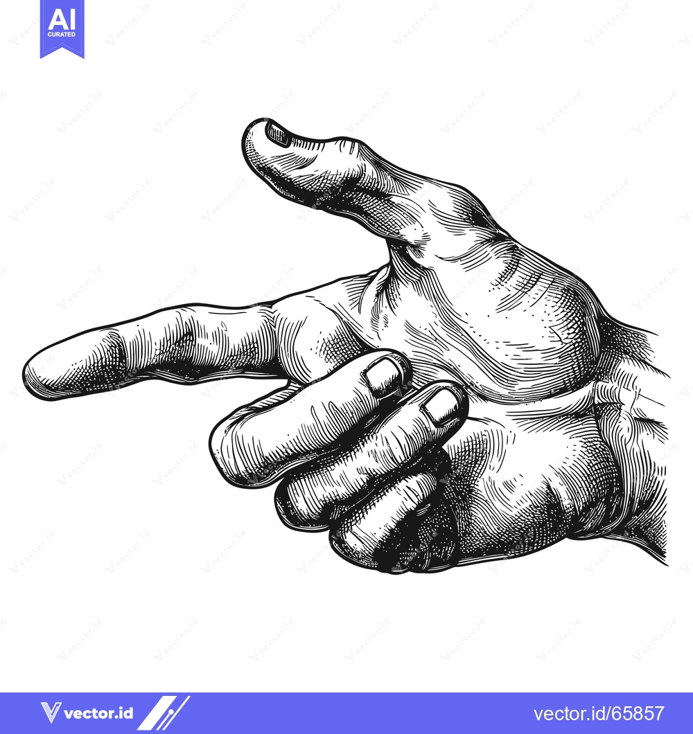Premium Vector of Hand with Index Finger Pointed Outward in Black and White Line Art