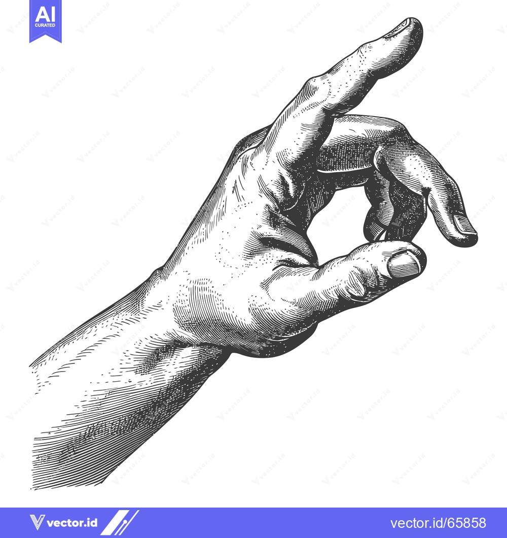 Premium Vector dari An Engravings Style Illustration of a Human Hand Gesture