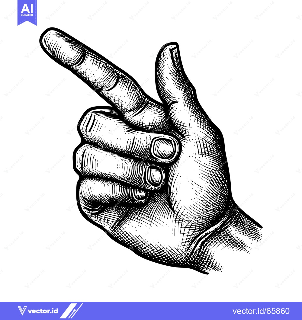Premium Vector dari A Hand Drawn Illustration of a Hand Pointing with an Index Finger
