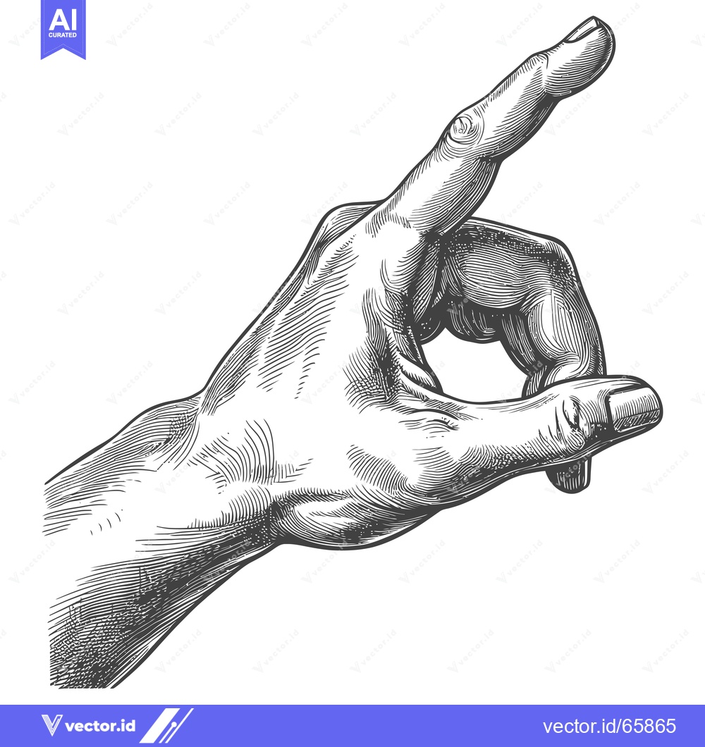 Premium Vector of Detailed Hand Drawing of a Hand Pointing with an Index Finger