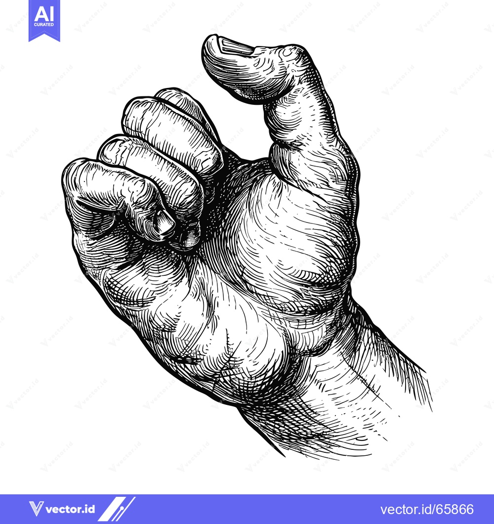 Premium Vector of Hand Drawn Sketch of a Human Hand in a Grasping Gesture