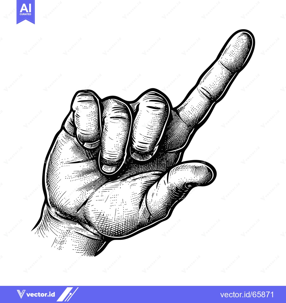 Premium Vector dari A Detailed Hand Drawing of a Single Pointing Finger