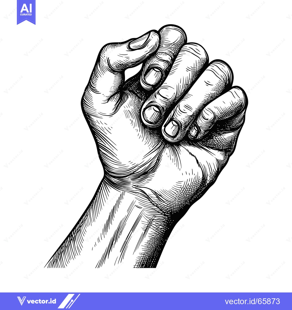 Premium Vector of A Detailed Line Art Drawing of a Clenched Fist