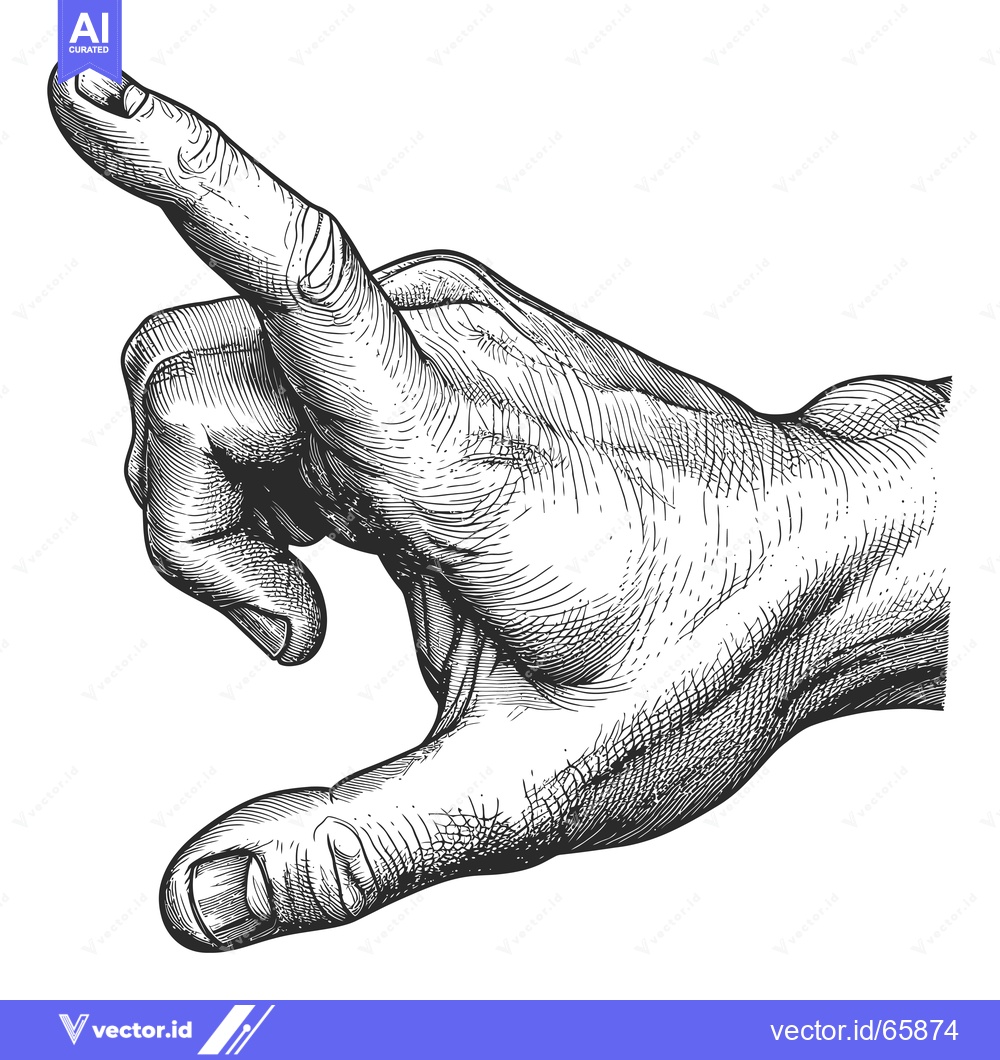 Premium Vector dari Detailed Line Drawing of a Hand Pointing to the Right