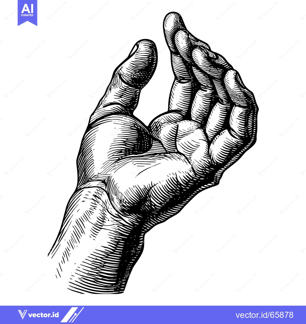 Premium Vector of Detailed Engravings of a Human Hand in a Welcoming Gesture