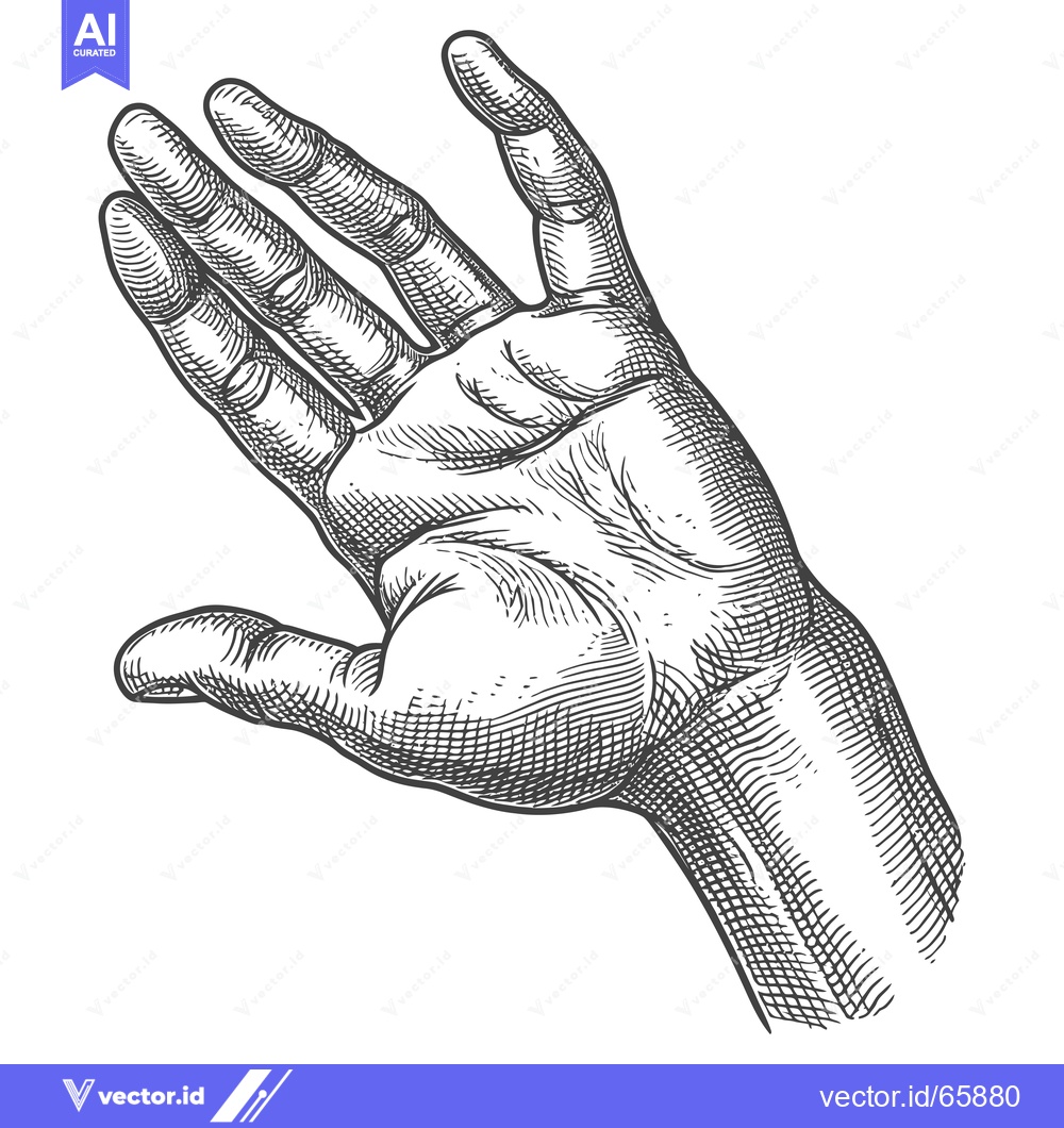 Premium Vector of Hand with fingers outstretched in a welcoming gesture, depicted in a d