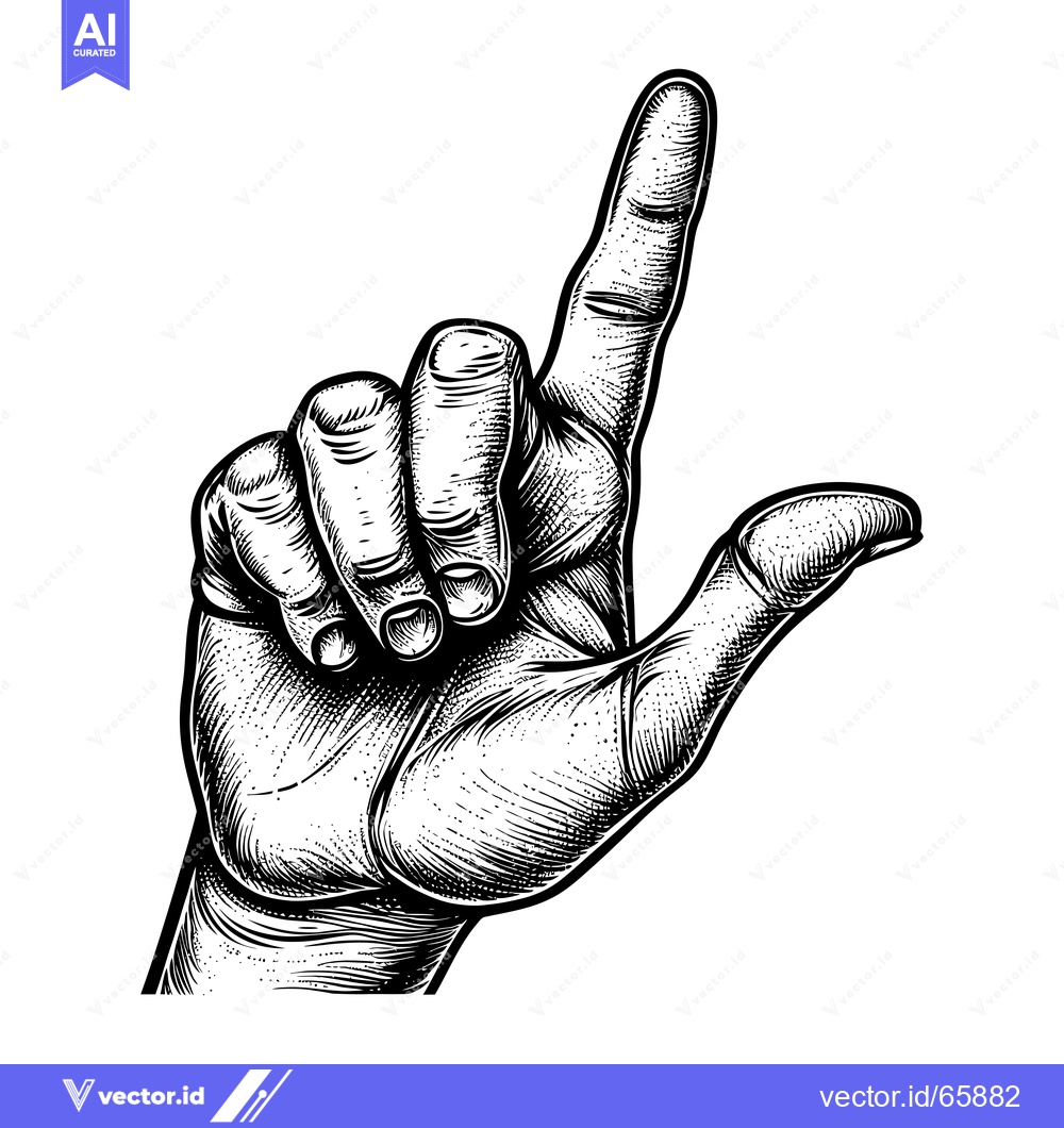 Premium Vector dari Hand with Index Finger Pointing Upwards in Engraved Style