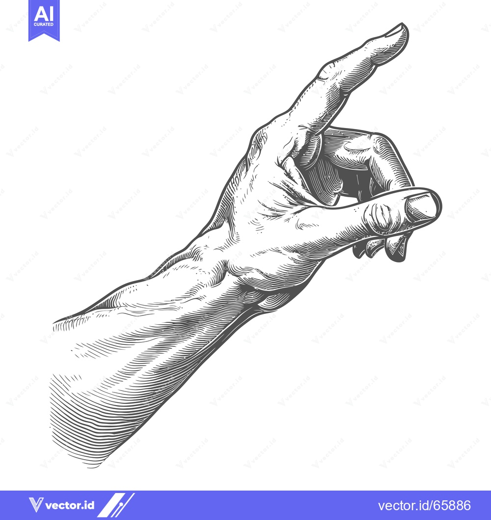 Premium Vector dari A Detailed Hand Illustration Pointing Upwards