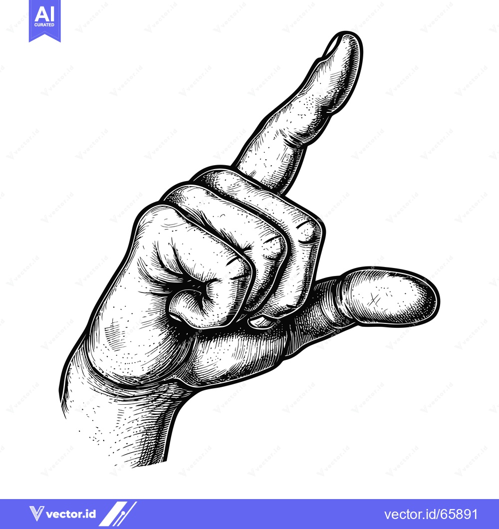 Premium Vector dari Hand with Index Finger Pointing Up and Pinky Finger Out