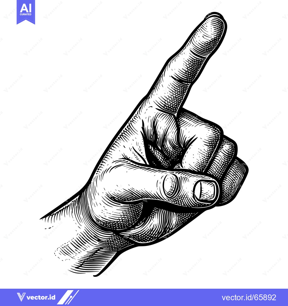 Premium Vector dari Black and White Hand Illustration Pointing Upward