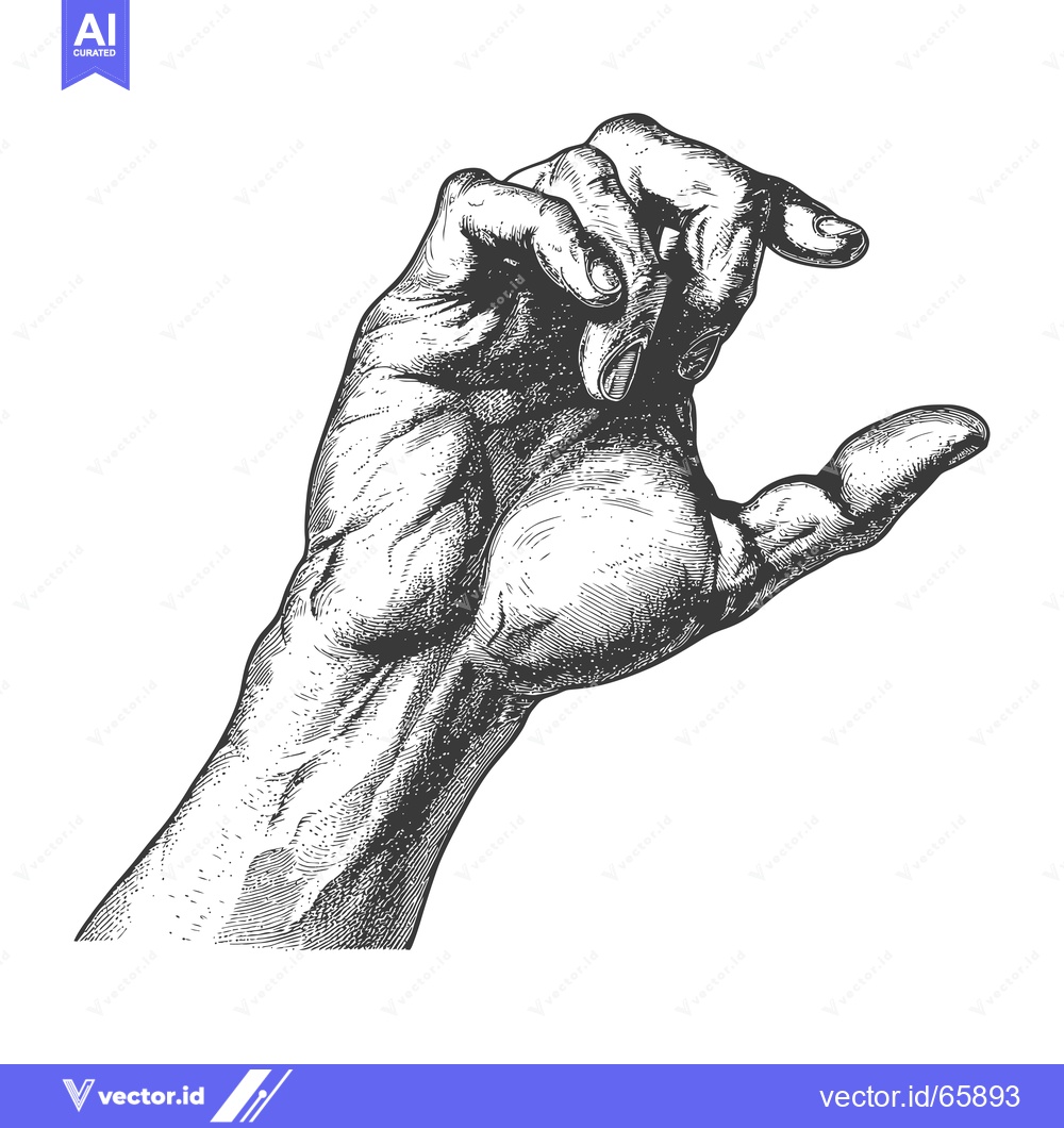 Premium Vector of Detailed Engraving of a Hand Reaching Out with Fingers Curved Inward