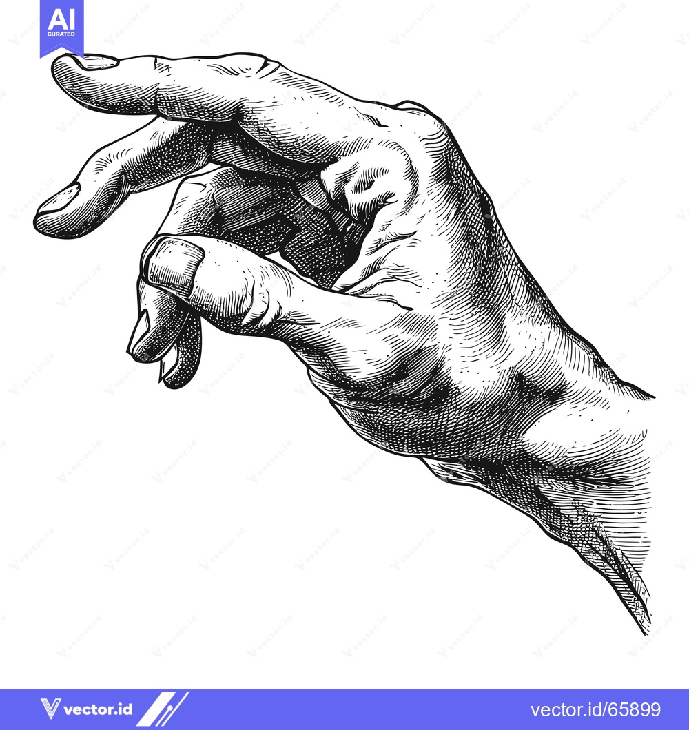 Premium Vector of Detailed Black and White Engraving of a Human Hand Reaching Out