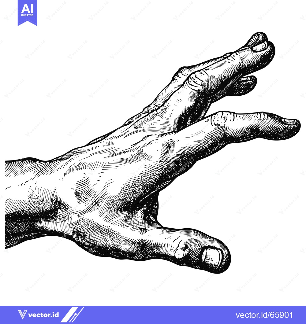 Premium Vector of A Detailed Engraving of a Human Hand Reaching Out