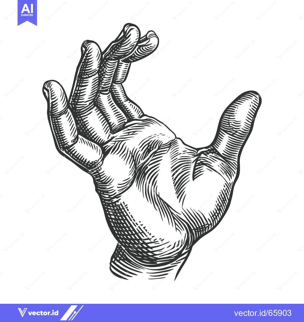 Premium Vector dari An Engraved Illustration of a Human Hand in a Welcoming Gesture