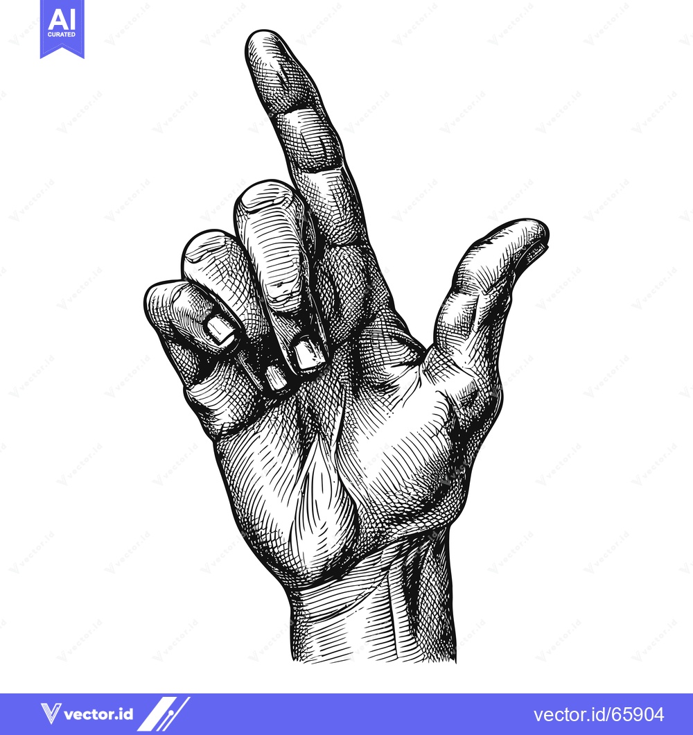 Premium Vector of Detailed Hand Drawing with Extended Index Finger