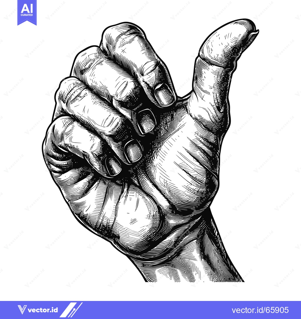Premium Vector of A Detailed Hand Drawing of a Hand Making a Pinching Gesture