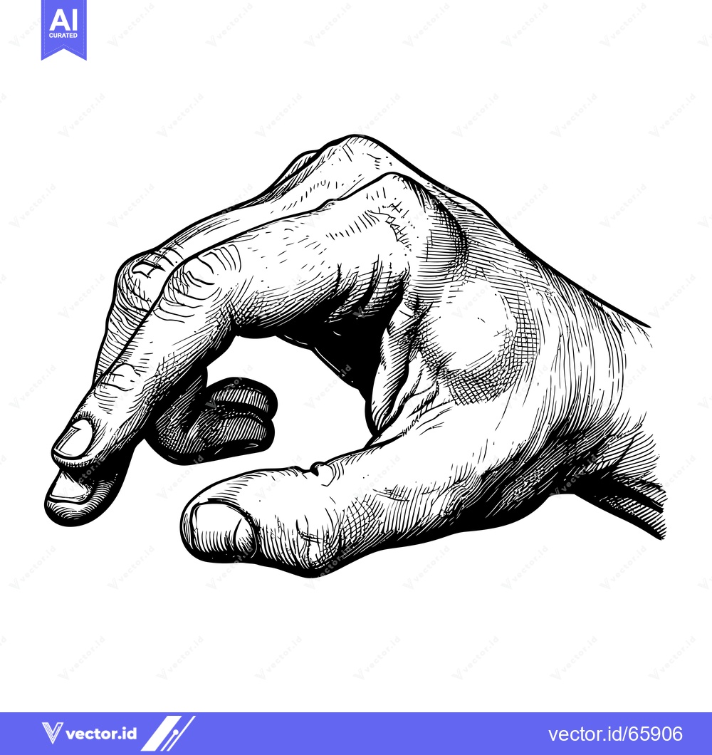 Premium Vector dari A Detailed Black and White Illustration of a Hand Reaching Out