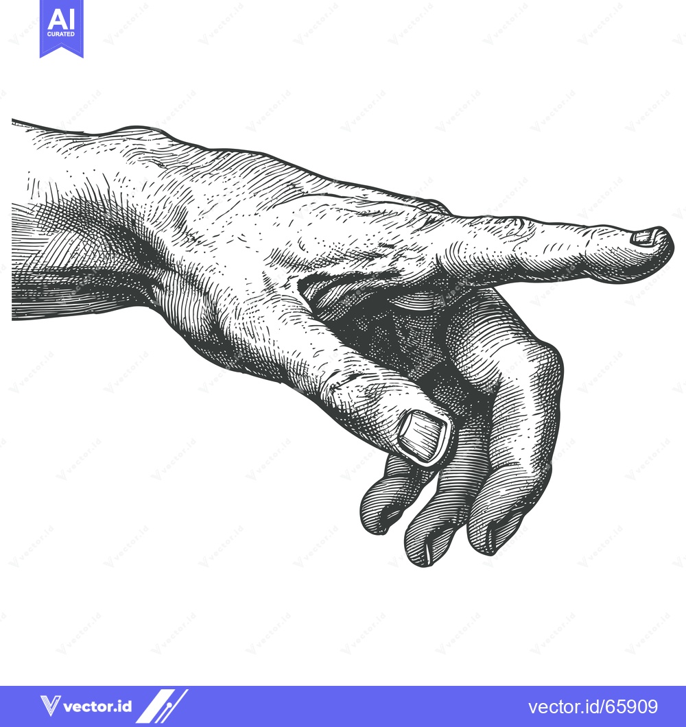 Premium Vector dari A Detailed Line Drawing of a Hand Pointing Forward