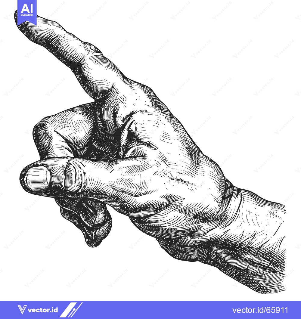 Premium Vector of A Detailed Hand Drawn Illustration of a Hand Pointing to the Left