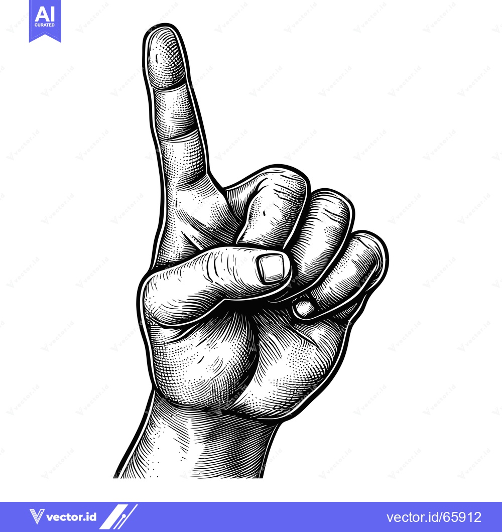 Premium Vector of A Detailed Engraving of a Hand Pointing Upwards