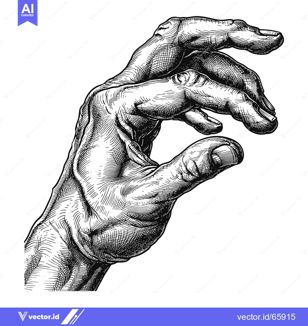 Premium Vector dari Detailed Line Art Drawing of a Grasping Hand