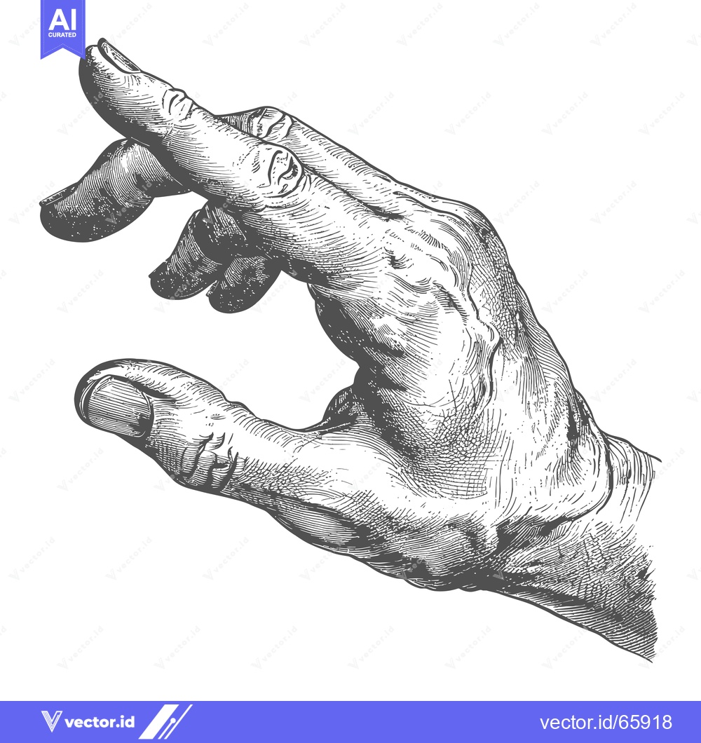 Premium Vector dari A Detailed Engravings of a Human Hand in a Pinching Gesture