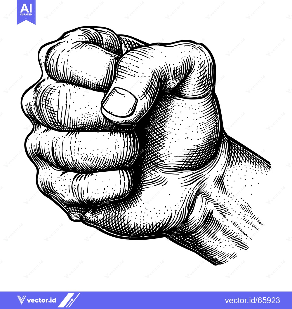 Premium Vector dari A Detailed Black and White Illustration of a Clenched Fist