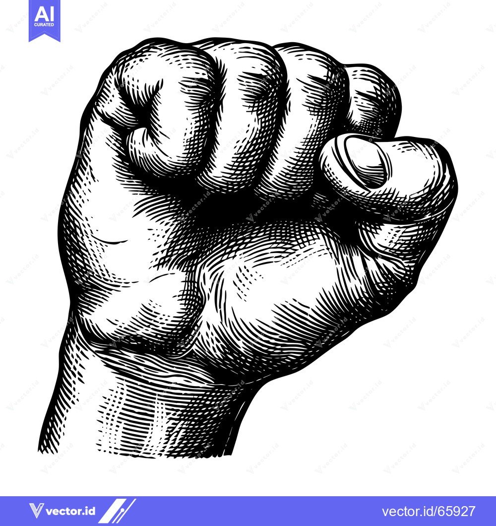 Premium Vector dari A Detailed Black and White Illustration of a Clenched Fist