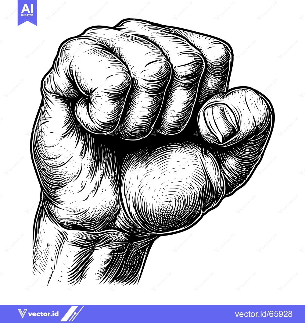 Premium Vector dari Detailed Black and White Illustration of a Human Fist