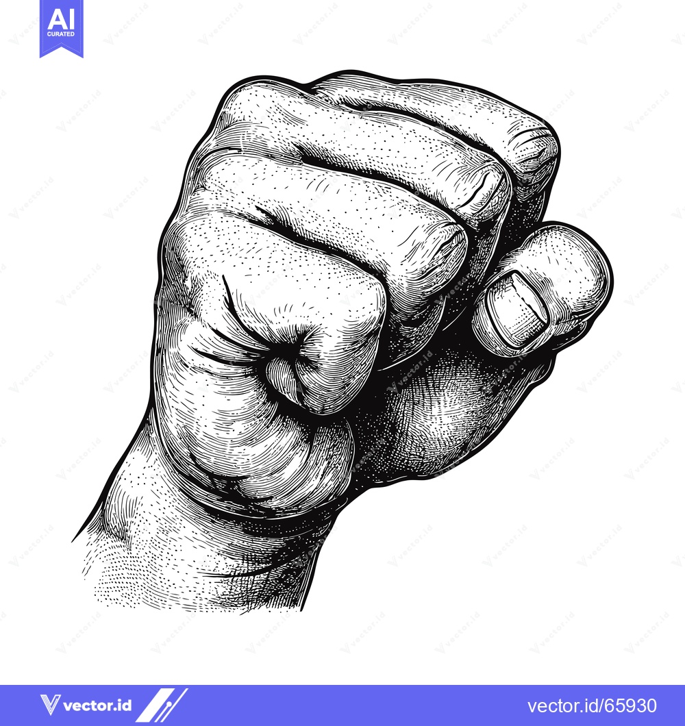 Premium Vector dari A Detailed Illustration of a Clenched Fist in Black and White