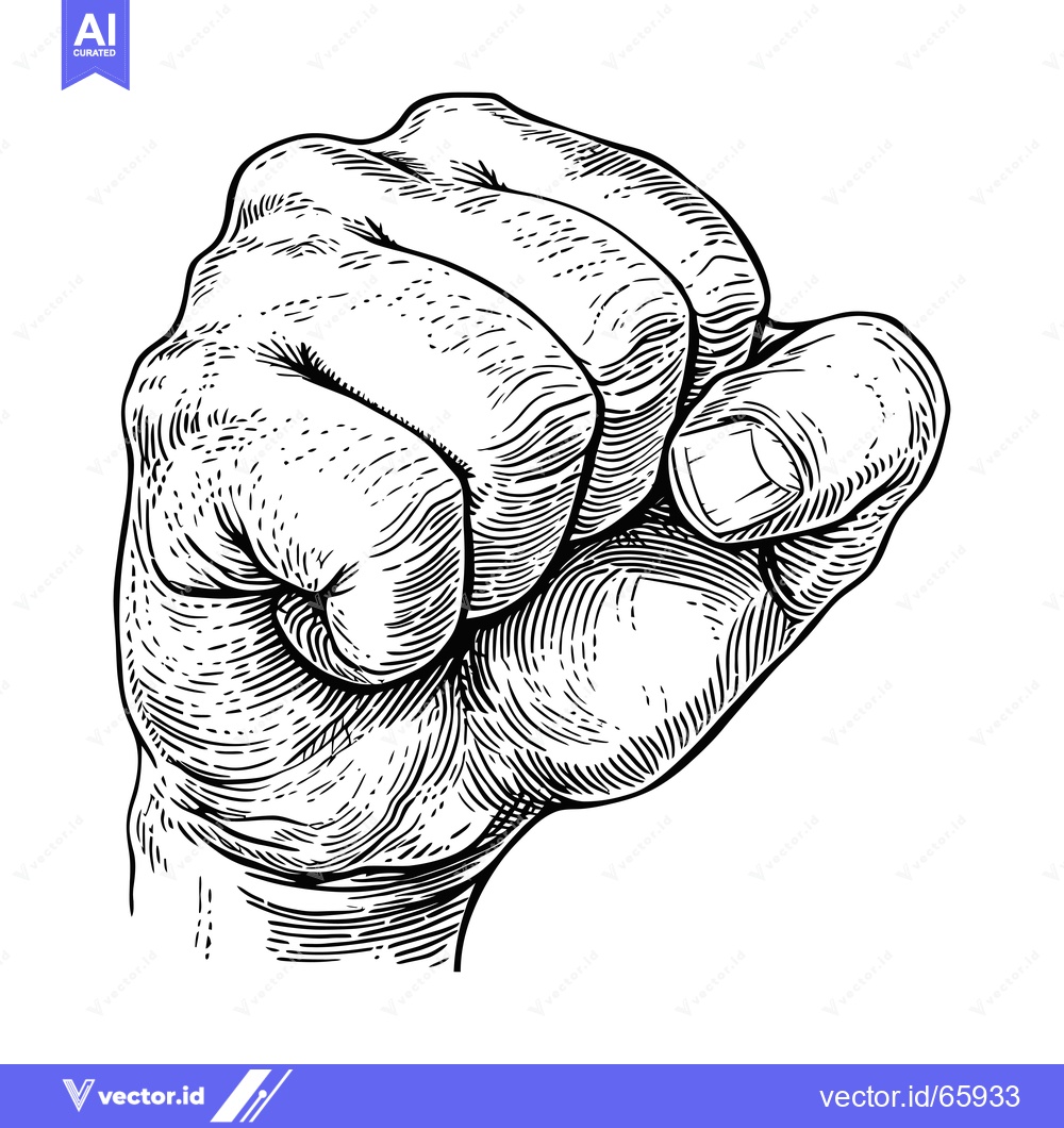 Premium Vector dari A Detailed Engraving of a Closed Fist
