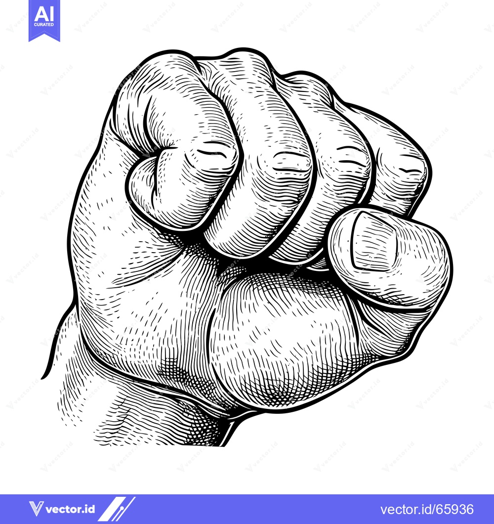 Premium Vector dari A Detailed Line Drawing of a Clenched Fist