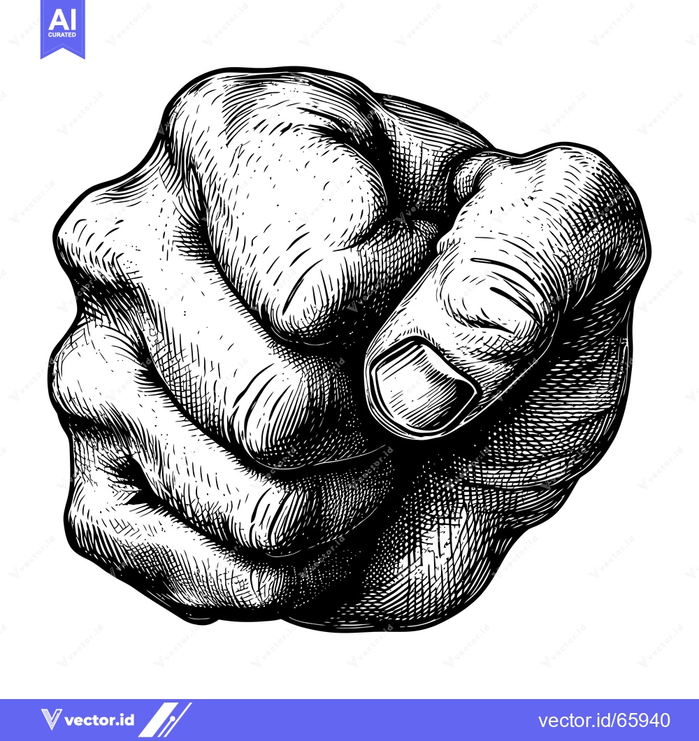 Premium Vector dari Black and White Hand Illustration of a Finger Pointing