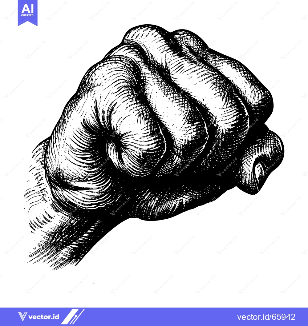 Premium Vector of A Detailed Black And White Illustration of A Closed Fist
