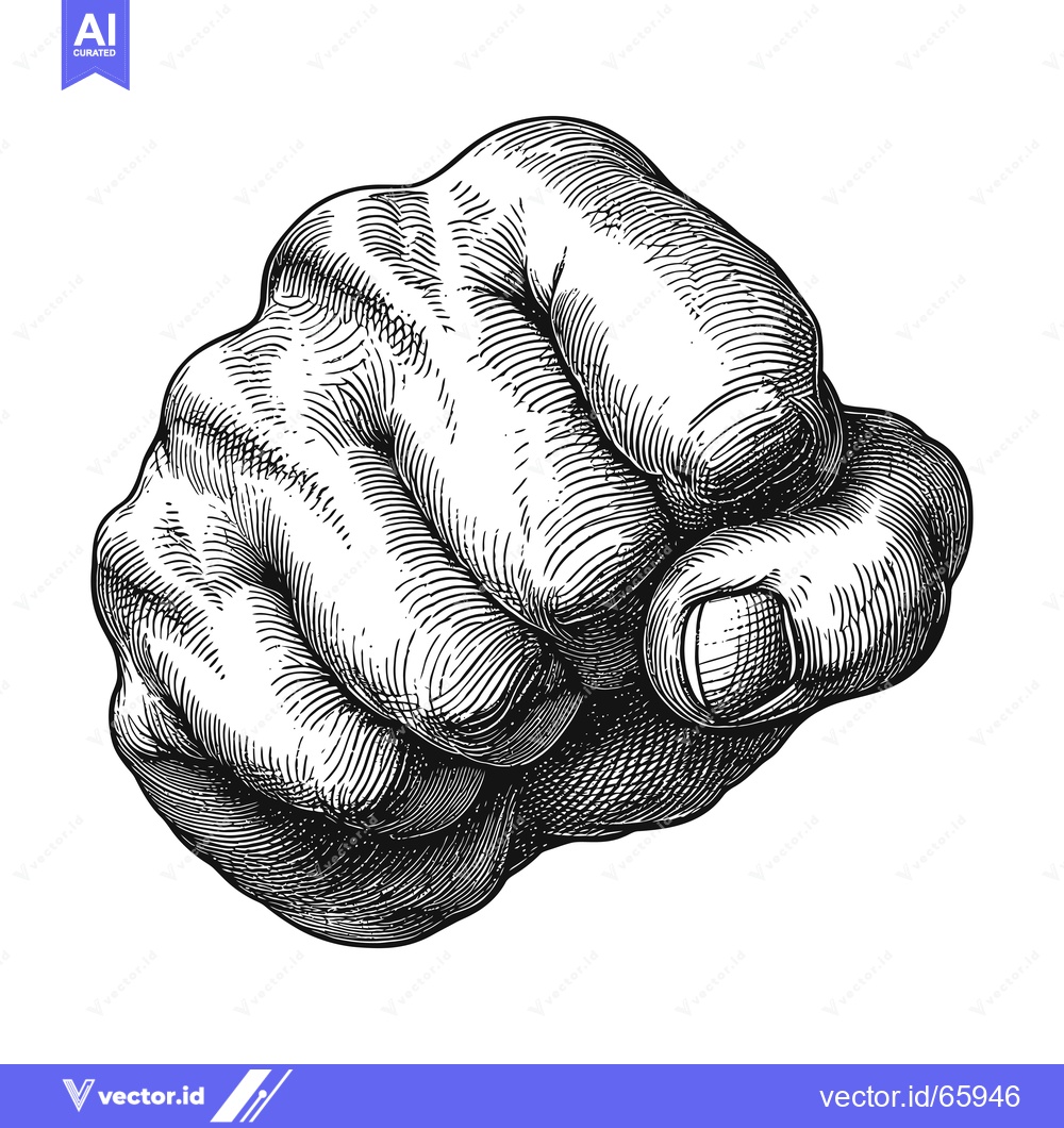 Premium Vector dari Hand Clenched into a Fist in a Detailed Engraving Style