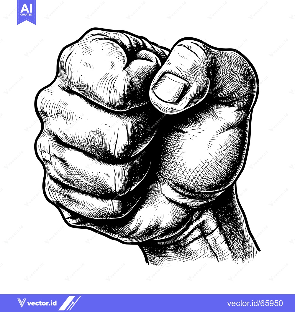Premium Vector of Detailed Black and White Drawing of a Closed Fist
