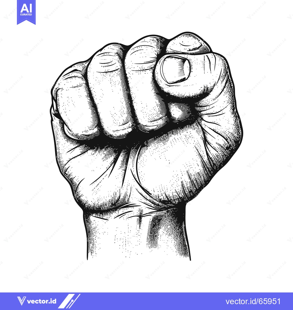 Premium Vector dari A Hand Drawn Illustration of a Clenched Fist