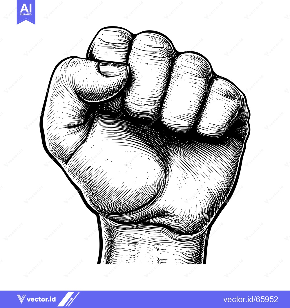 Premium Vector dari Black and White Engraving of a Closed Fist