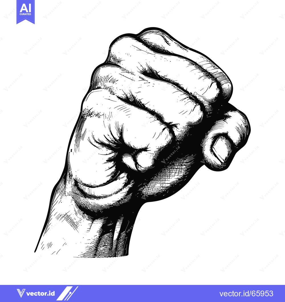 Premium Vector dari A Detailed Black and White Illustration of a Closed Fist