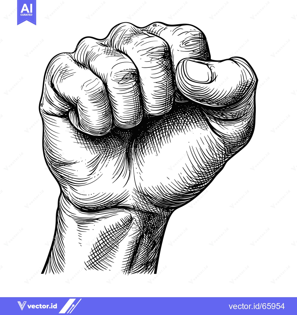 Premium Vector dari A Detailed Black and White Illustration of a Closed Fist