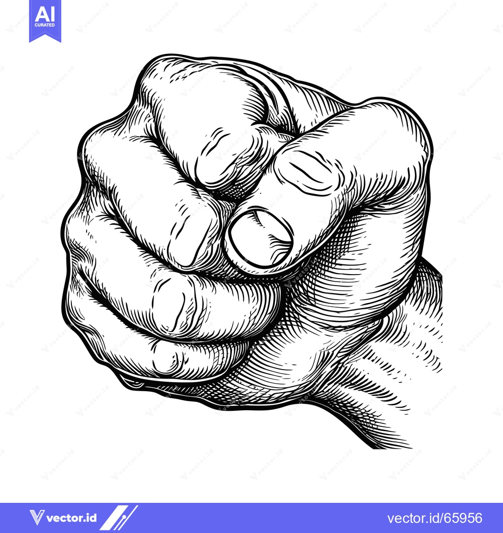 Premium Vector of A Close-Up Black and White Engraving of a Hand Pointing